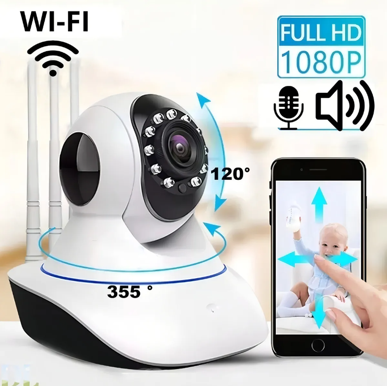 📹 Cámara de Seguridad WiFi Panorámica 360-3 antenas