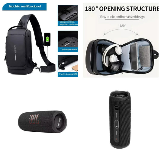 🥉 Combo SILVER Morral Antirrobo + Parlante JBL