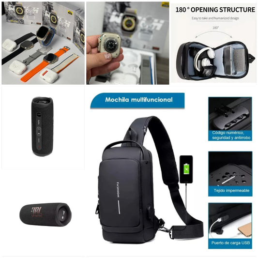 🥇 Combo GOLD Q9 Ultra 2 + Morral Antirrobo + Parlante JBL